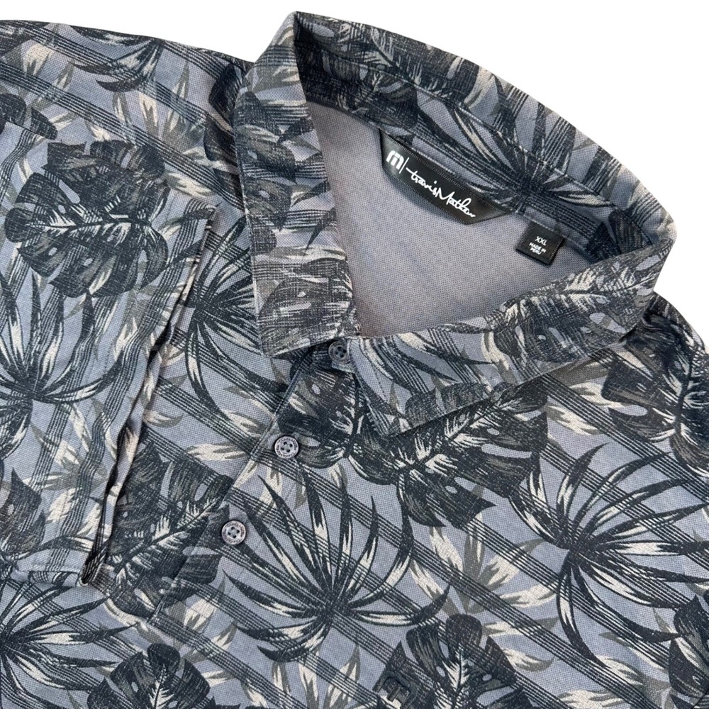 Travis Mathew Mens 2XL Big Snow Golf Polo Shirt Floral Tropical Print Pima Blend